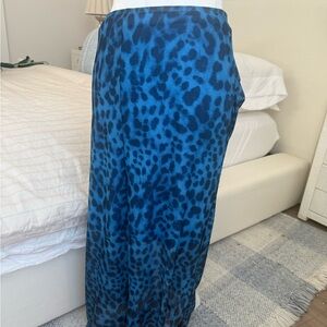 Blue and black Leopard Print side slit Skirt